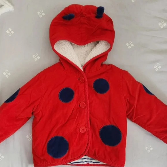 Mini Boden Cord Appliqué Ladybug Spot Coat, Red Size 18-24 months 92 CM